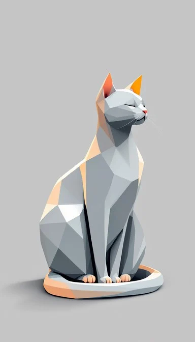Geometric Feline Sculpture