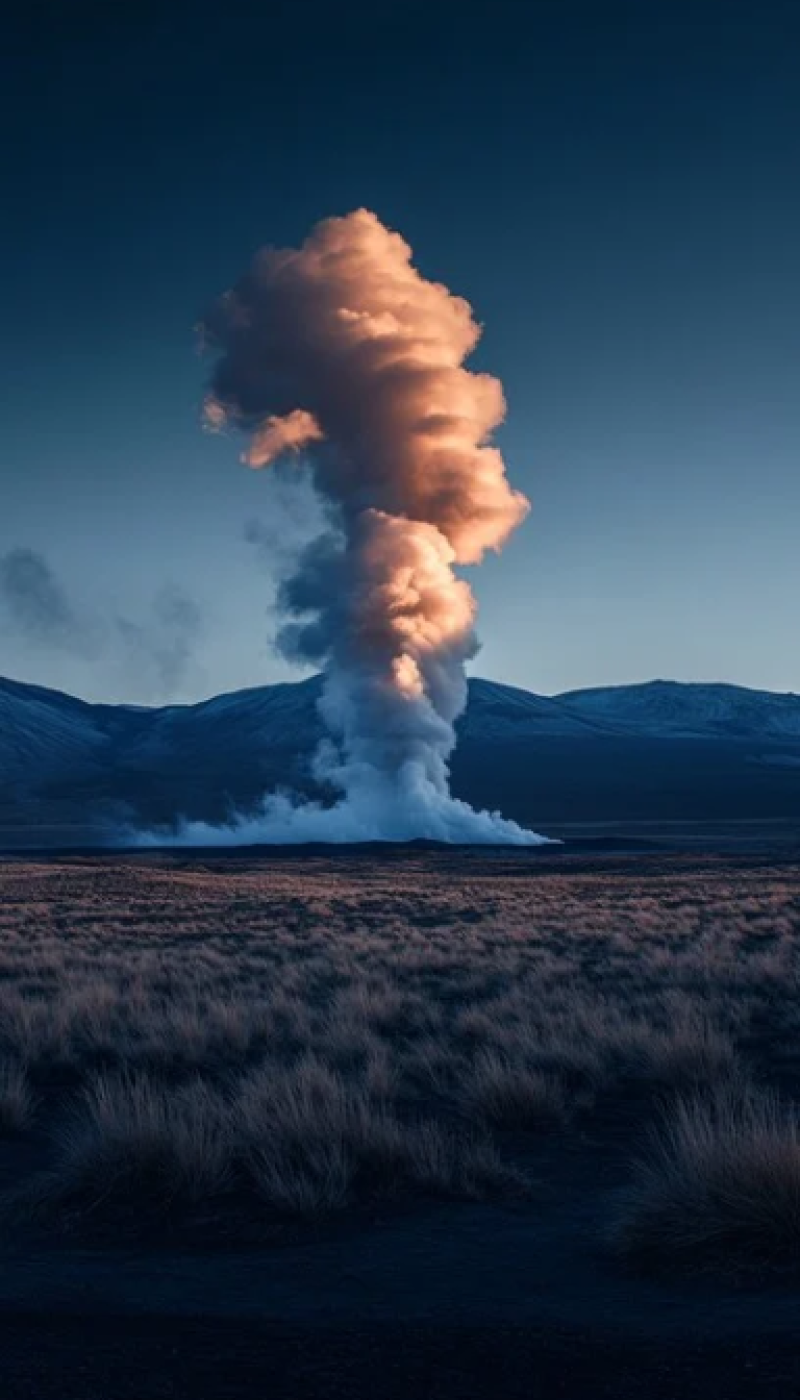 Erupting Geyser Sunset
