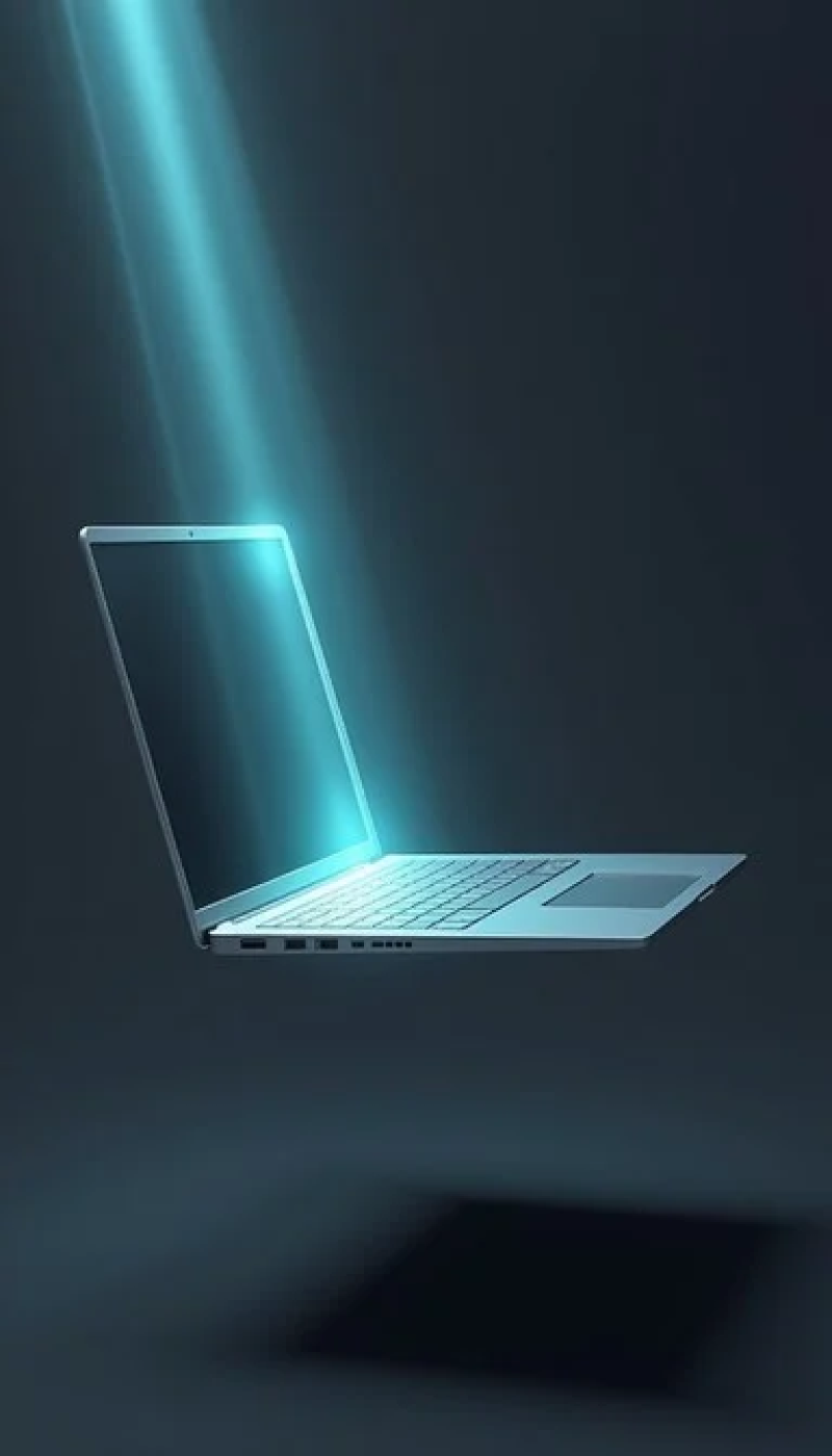 Floating Cyan Laptop