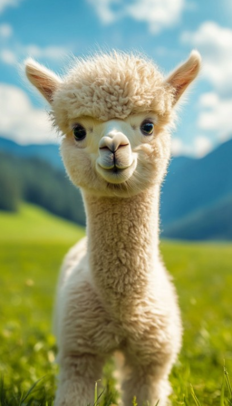 Curious Alpaca Portrait
