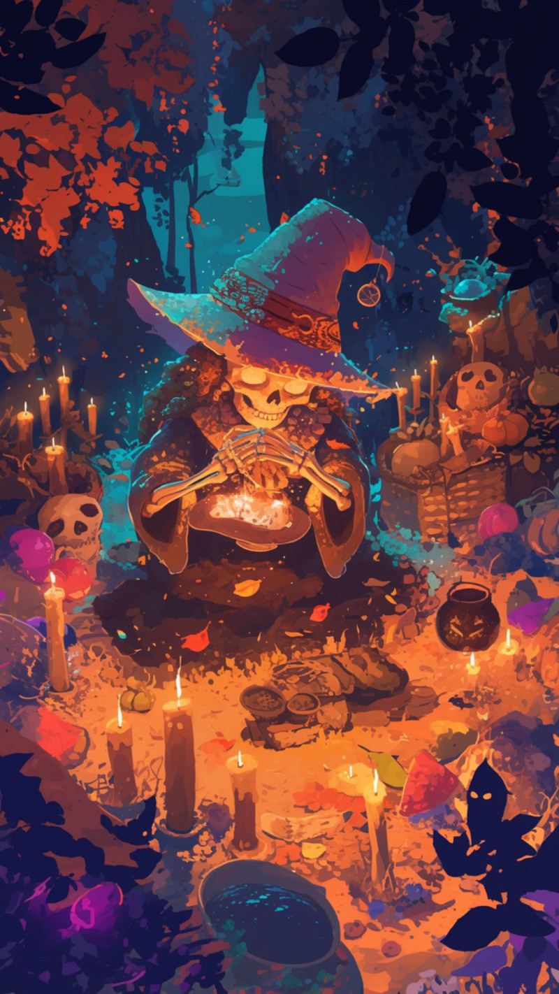 Halloween Witch Brewing Potion