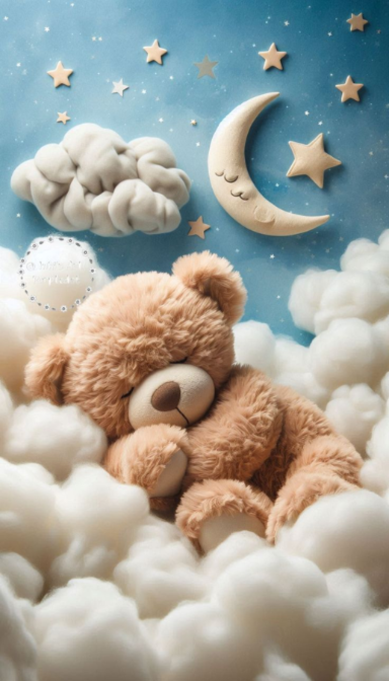 Sleepy Teddy on the Moon