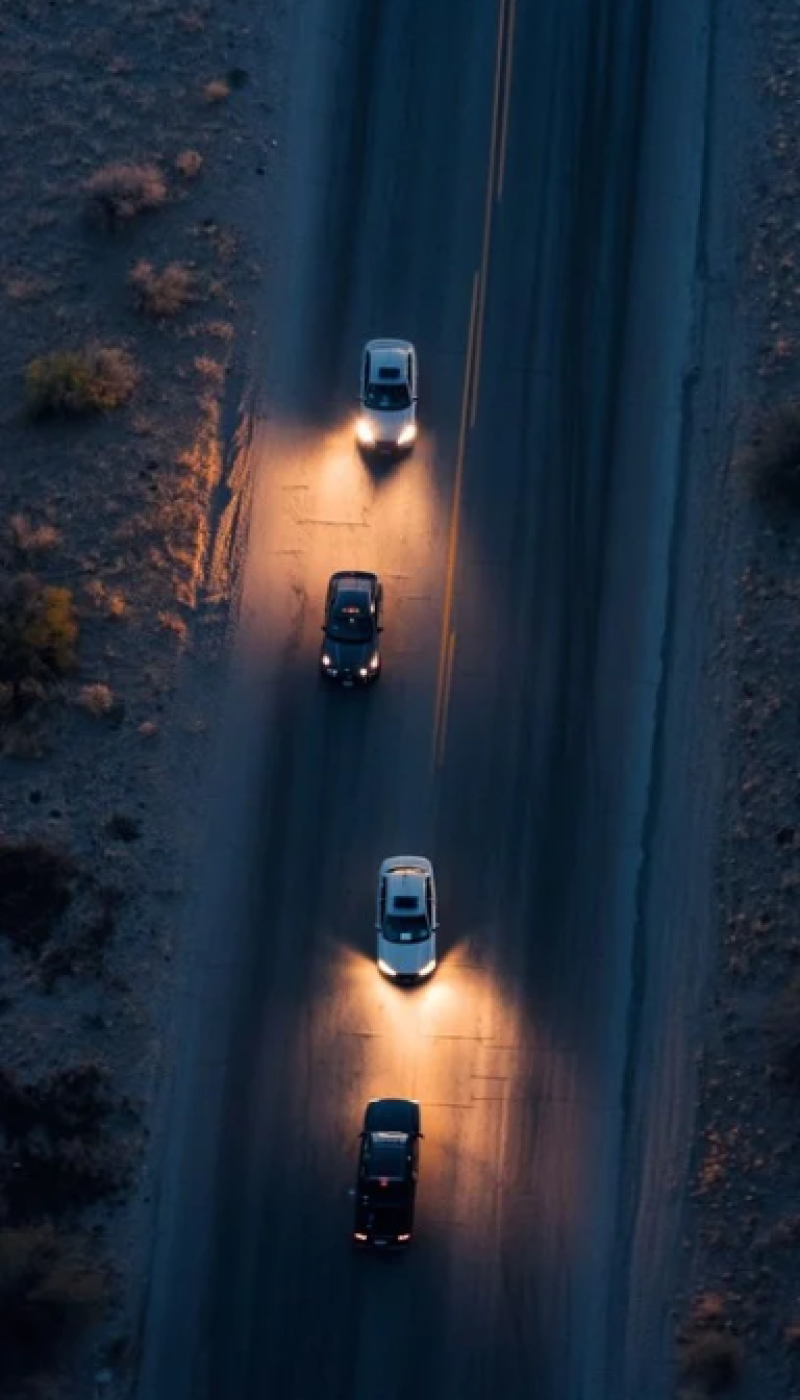 Evening road journey