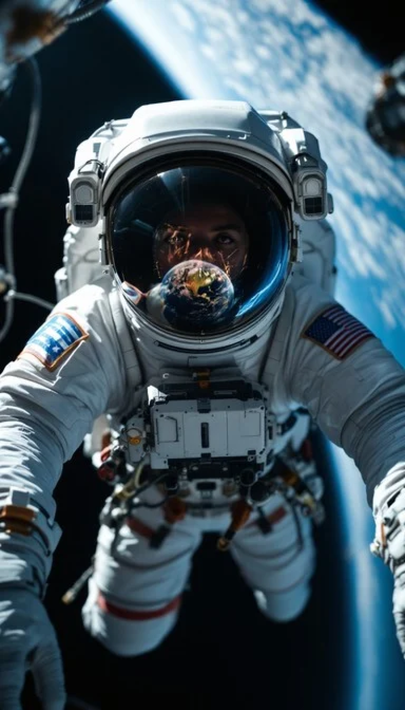 Spacewalker Above Earth