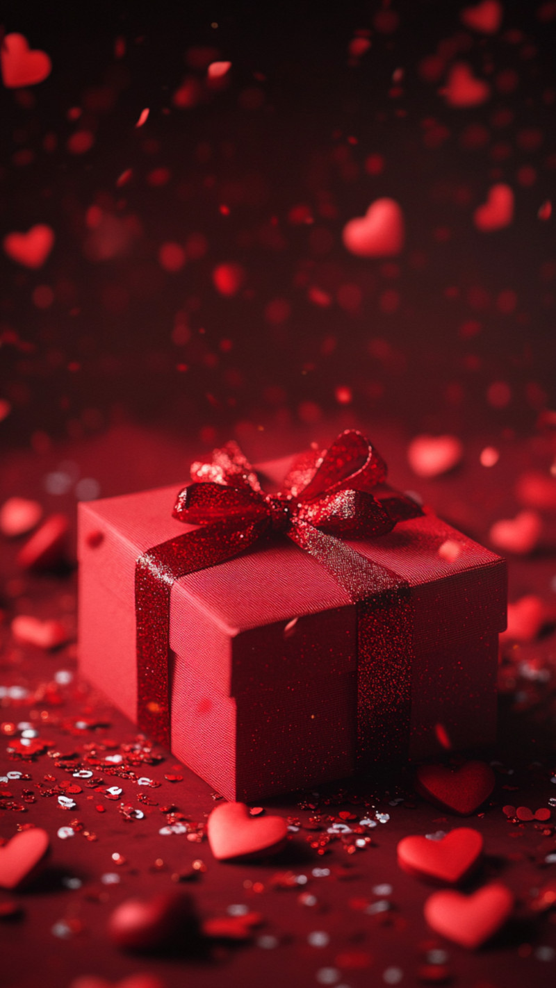 Red Gift Box with Glitter Bow