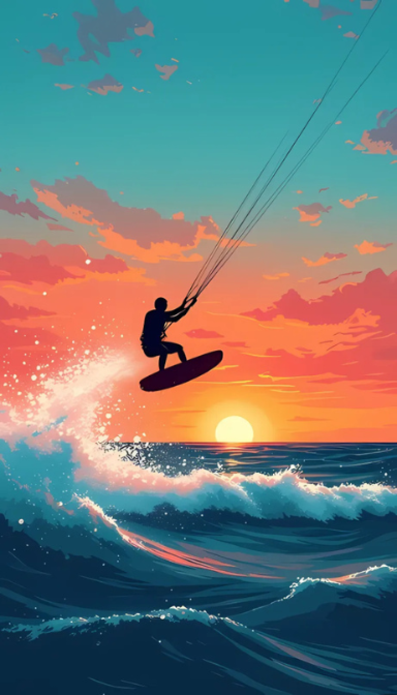 Sunset Kitesurf Silhouette