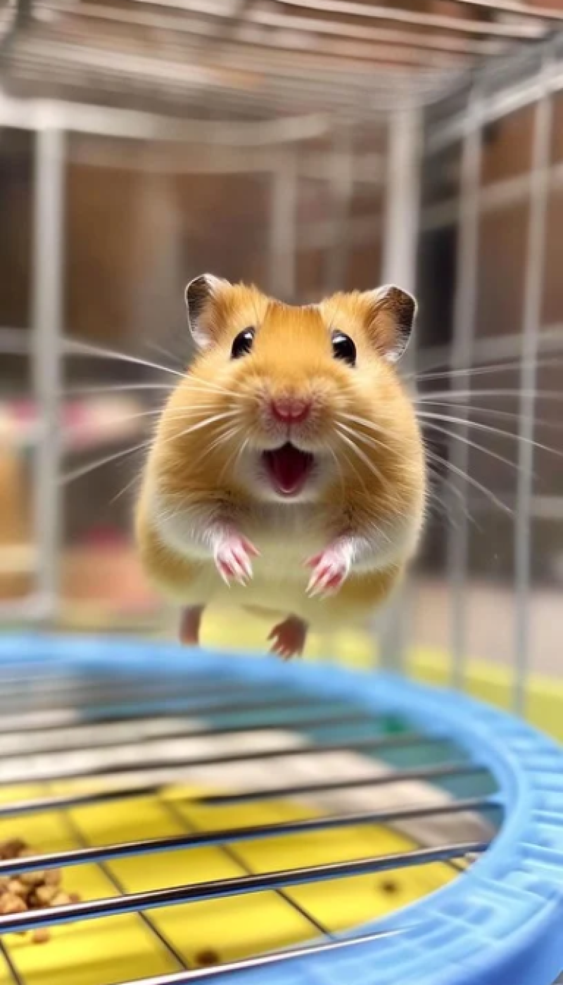 Hamster jumping playfully