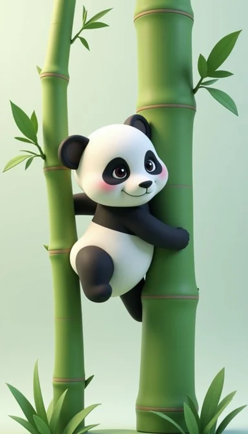 Playful Panda Climbing