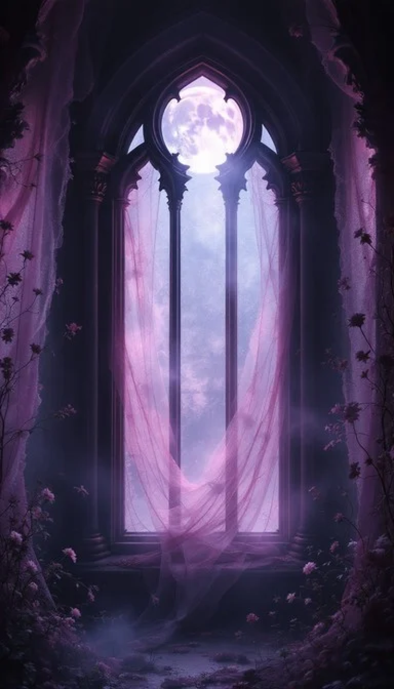Moonlit Gothic Window