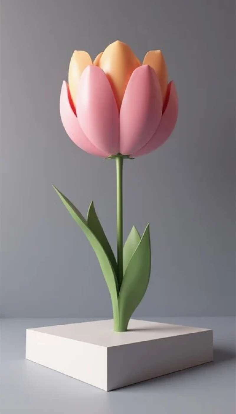 Minimal Pink Tulip