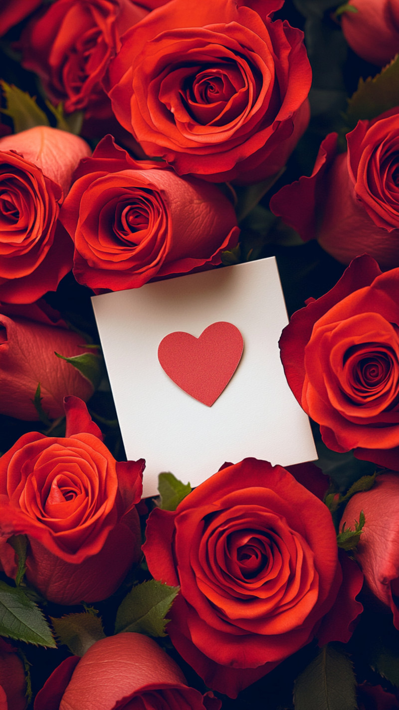 Red Roses and a Heart Card