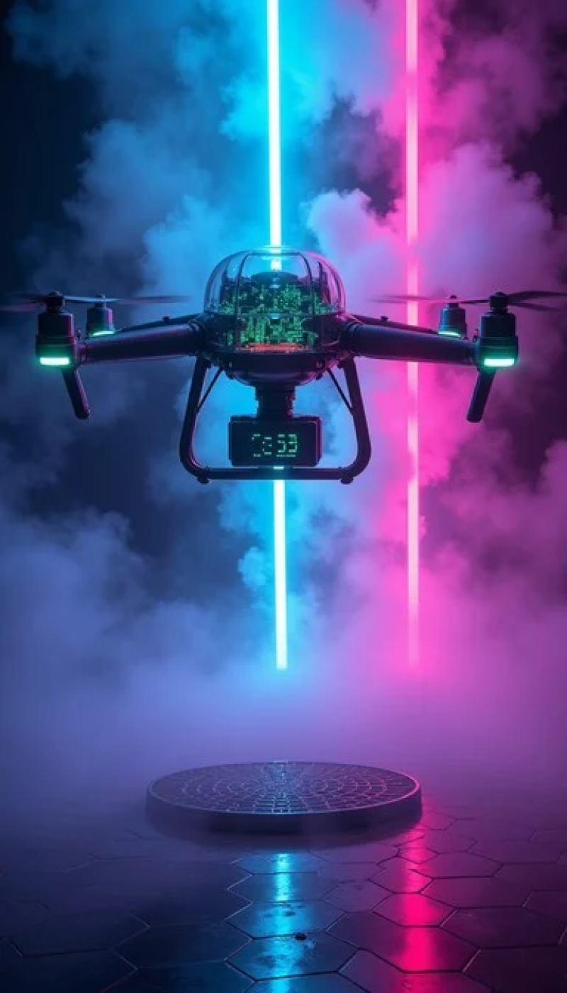 Neon Drone Ascension