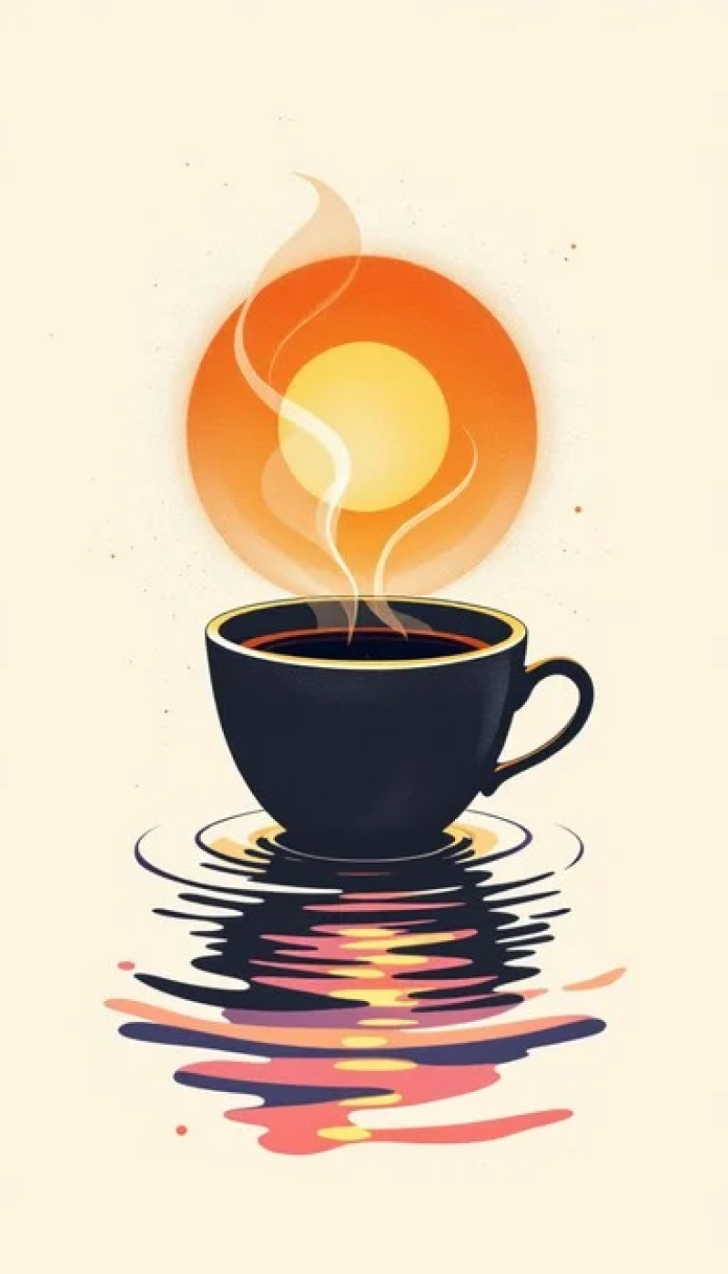 Sunset Coffee Reflection